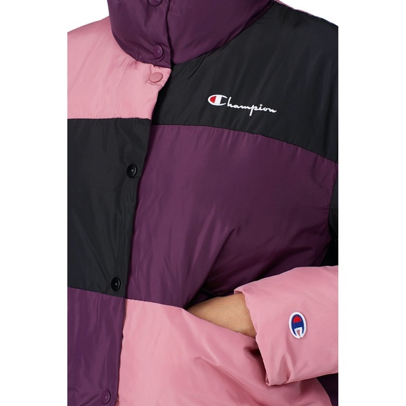 Champion Color Block Puff Down Jacket In Pink - Picture 5 of 7